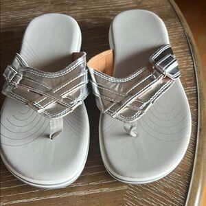 Silver Woven Sandals with Cushioned Comfort